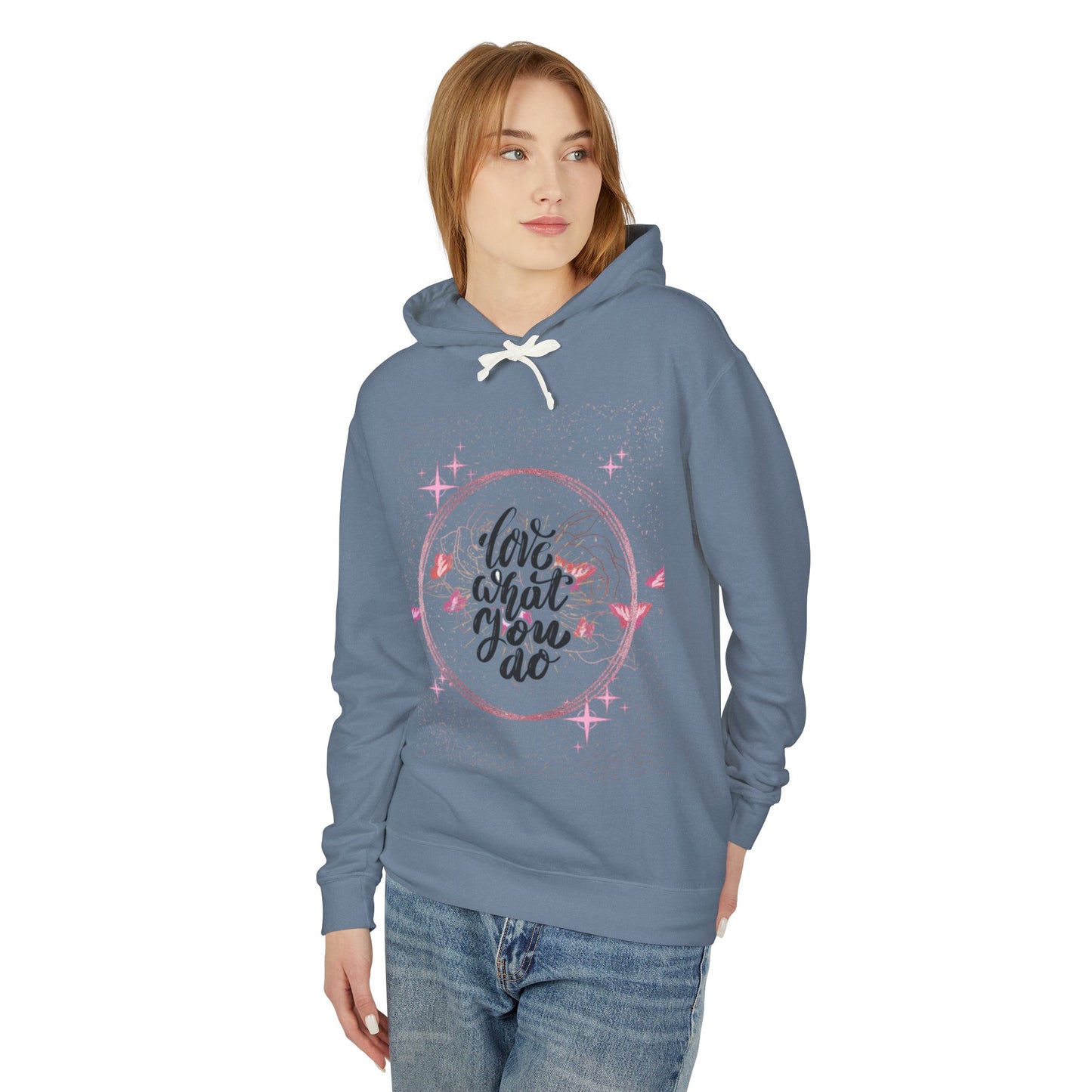 Love What You Do Unisex Lightweight Hooded Sweatshirt - Cozy, Inspirational Apparel for Everyday Comfort