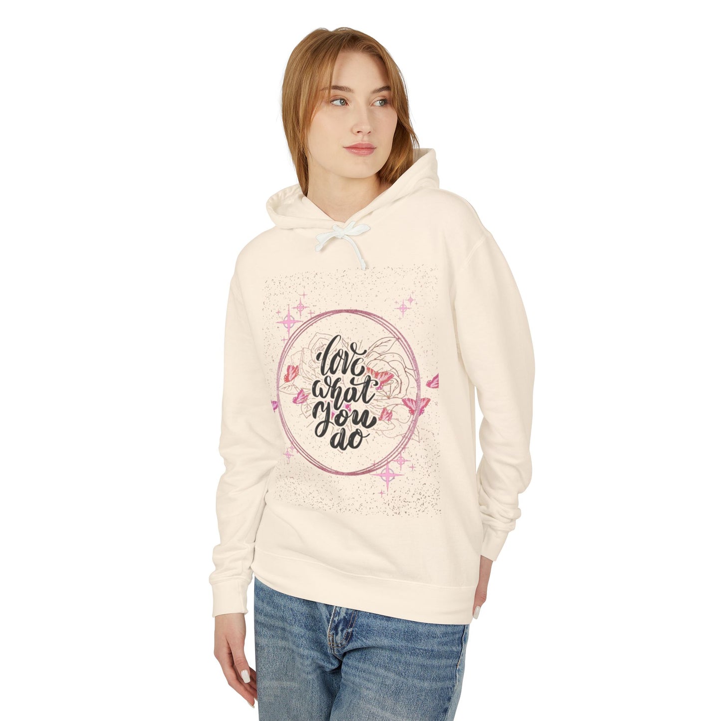 Love What You Do Unisex Lightweight Hooded Sweatshirt - Cozy, Inspirational Apparel for Everyday Comfort