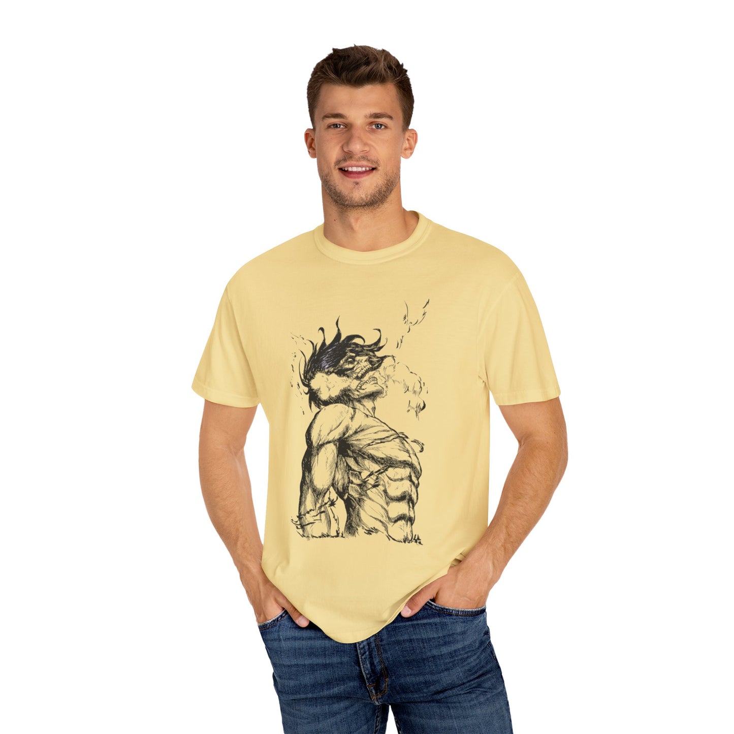 "Titan of Freedom", Artistic Unisex Garment-Dyed T-Shirt - Bold Design for Creatives