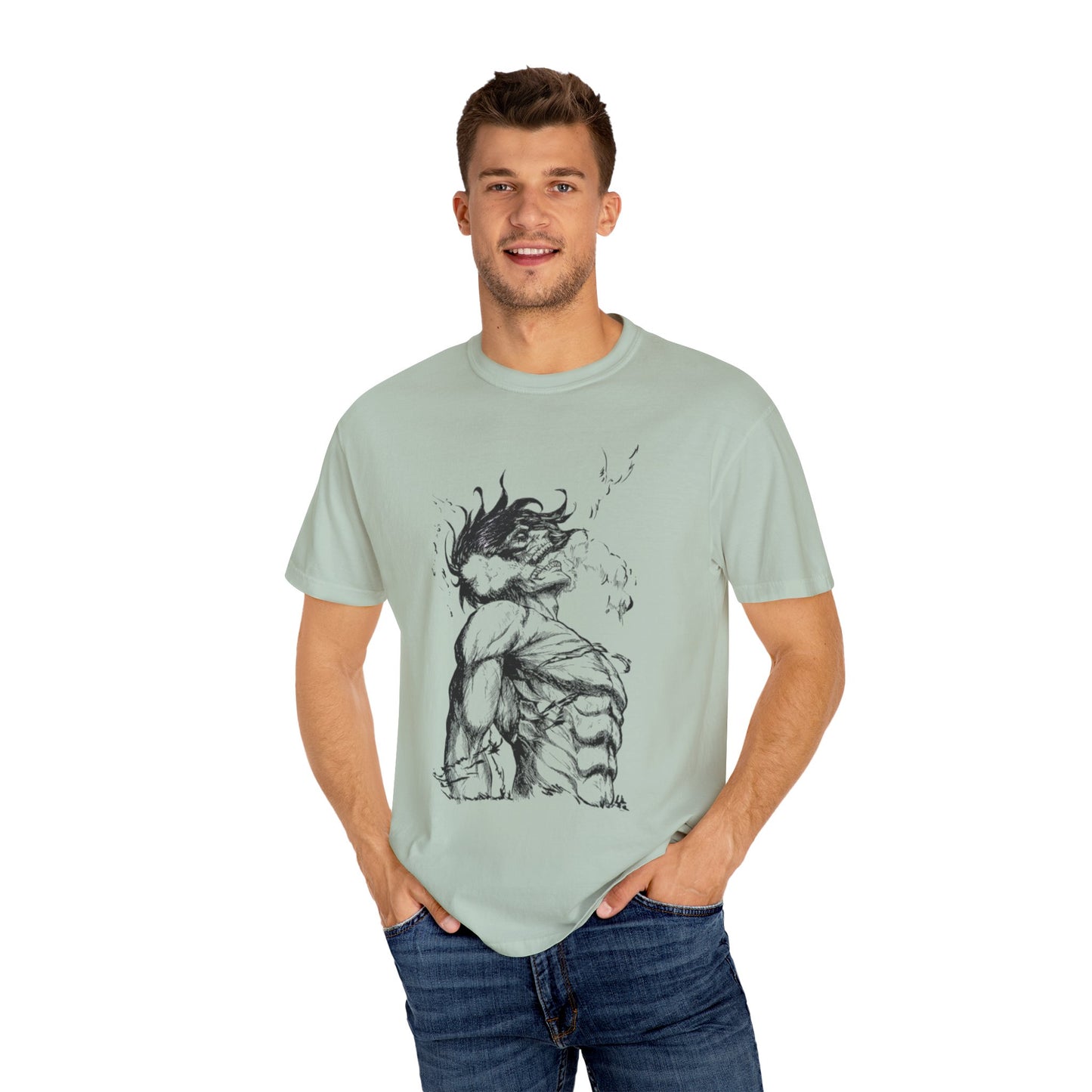 "Titan of Freedom", Artistic Unisex Garment-Dyed T-Shirt - Bold Design for Creatives