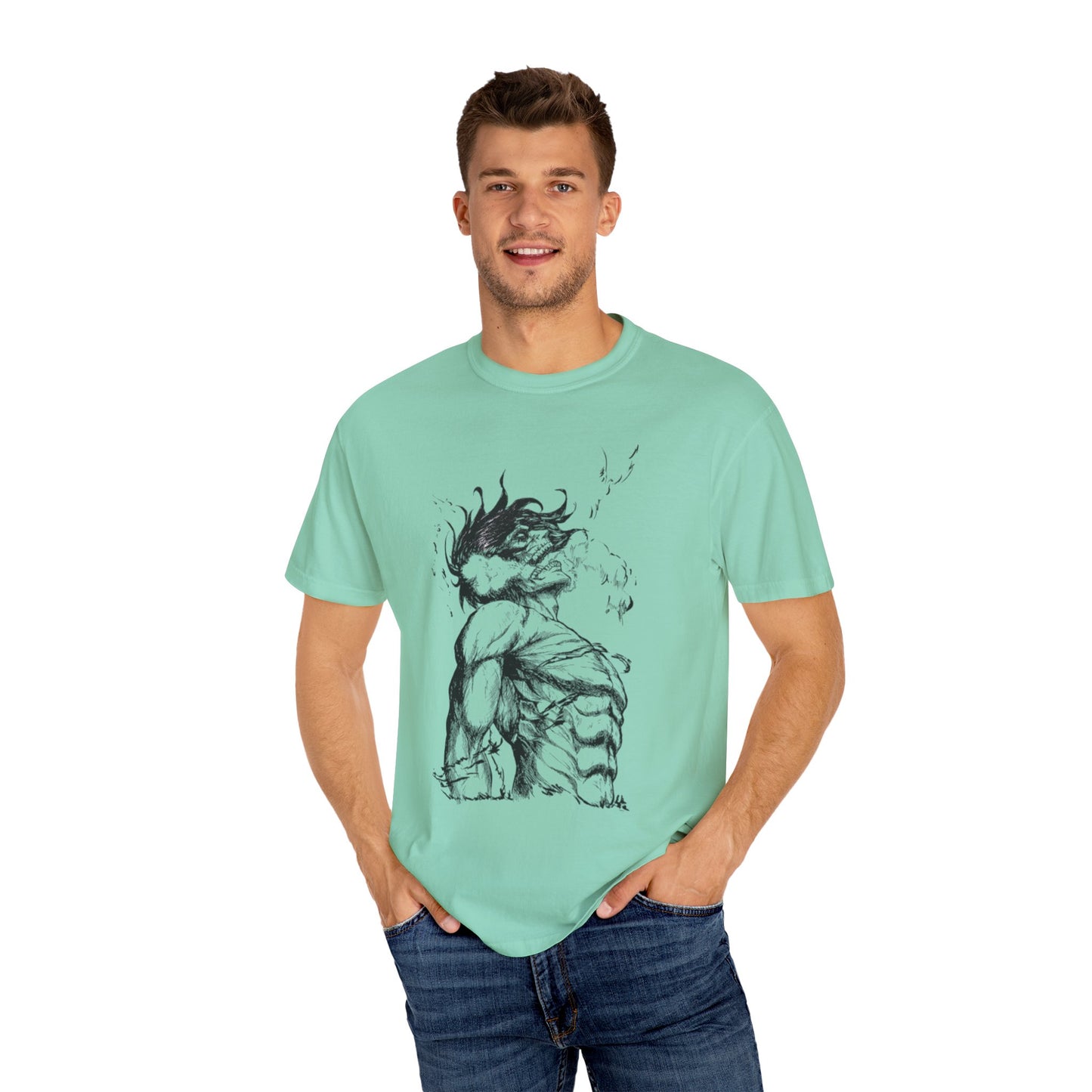 "Titan of Freedom", Artistic Unisex Garment-Dyed T-Shirt - Bold Design for Creatives