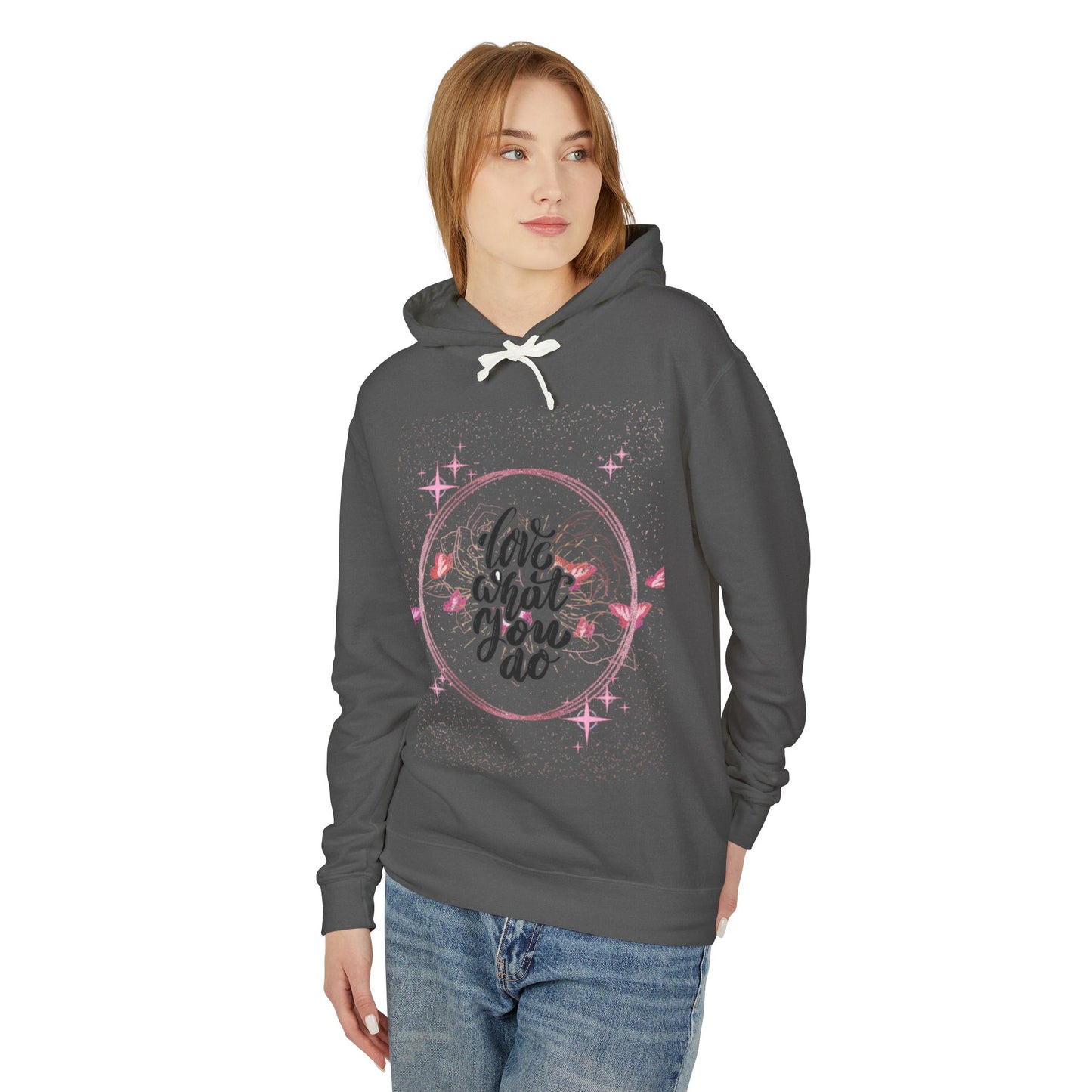 Love What You Do Unisex Lightweight Hooded Sweatshirt - Cozy, Inspirational Apparel for Everyday Comfort