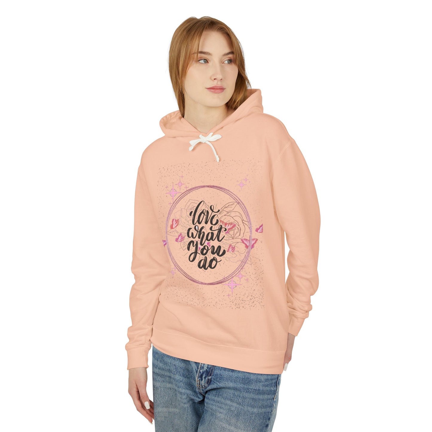 Love What You Do Unisex Lightweight Hooded Sweatshirt - Cozy, Inspirational Apparel for Everyday Comfort