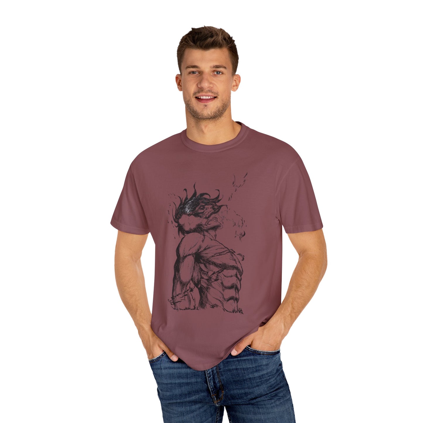 "Titan of Freedom", Artistic Unisex Garment-Dyed T-Shirt - Bold Design for Creatives