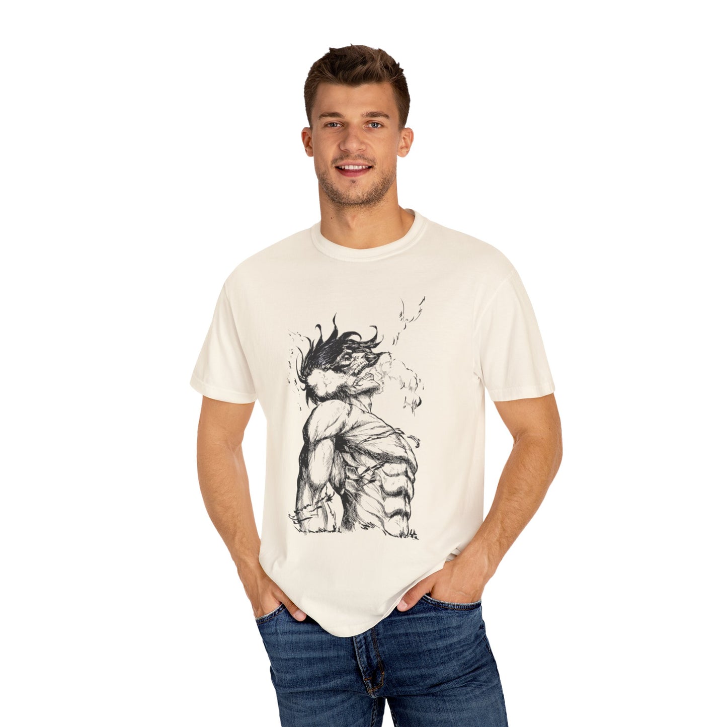 "Titan of Freedom", Artistic Unisex Garment-Dyed T-Shirt - Bold Design for Creatives