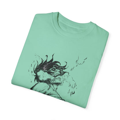 "Titan of Freedom", Artistic Unisex Garment-Dyed T-Shirt - Bold Design for Creatives