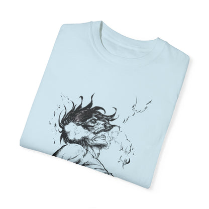 "Titan of Freedom", Artistic Unisex Garment-Dyed T-Shirt - Bold Design for Creatives