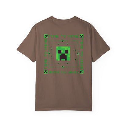 Unisex Garment-Dyed T-Shirt - Minecraft Creeper 'Time to Mine' Graphic Tee
