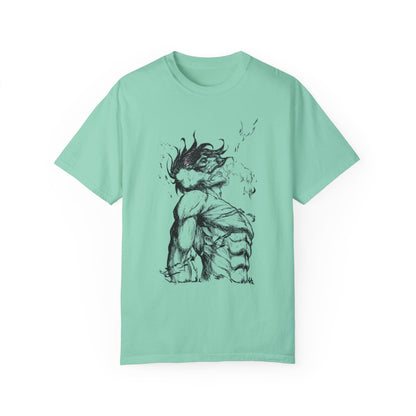 "Titan of Freedom", Artistic Unisex Garment-Dyed T-Shirt - Bold Design for Creatives