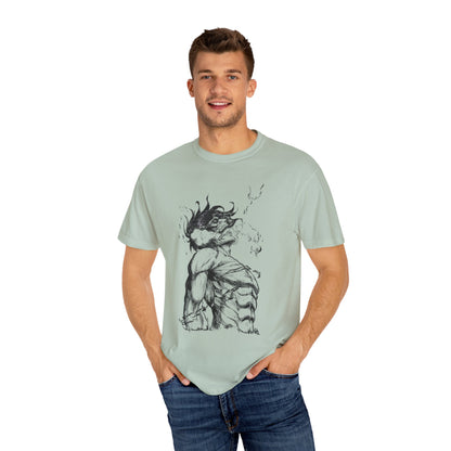 "Titan of Freedom", Artistic Unisex Garment-Dyed T-Shirt - Bold Design for Creatives