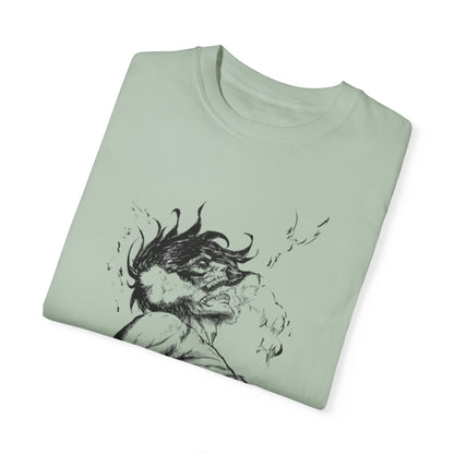 "Titan of Freedom", Artistic Unisex Garment-Dyed T-Shirt - Bold Design for Creatives