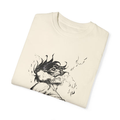 "Titan of Freedom", Artistic Unisex Garment-Dyed T-Shirt - Bold Design for Creatives