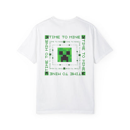 Unisex Garment-Dyed T-Shirt - Minecraft Creeper 'Time to Mine' Graphic Tee
