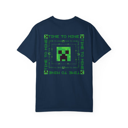 Unisex Garment-Dyed T-Shirt - Minecraft Creeper 'Time to Mine' Graphic Tee