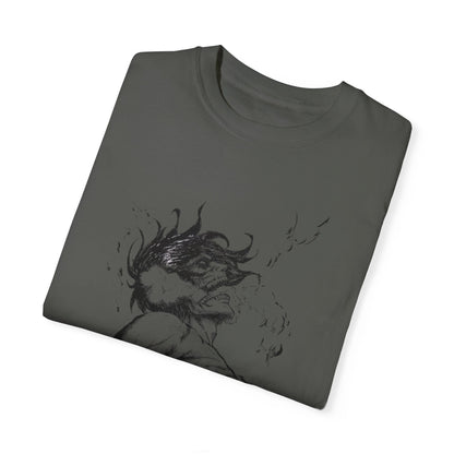 "Titan of Freedom", Artistic Unisex Garment-Dyed T-Shirt - Bold Design for Creatives