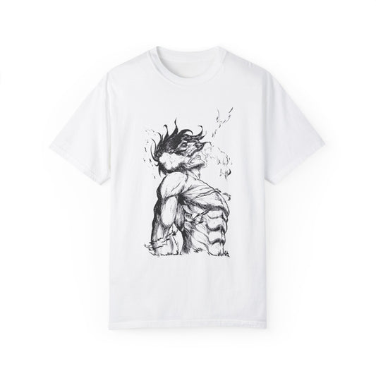 "Titan of Freedom", Artistic Unisex Garment-Dyed T-Shirt - Bold Design for Creatives