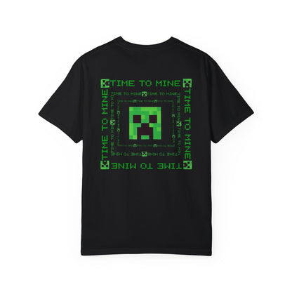 Unisex Garment-Dyed T-Shirt - Minecraft Creeper 'Time to Mine' Graphic Tee